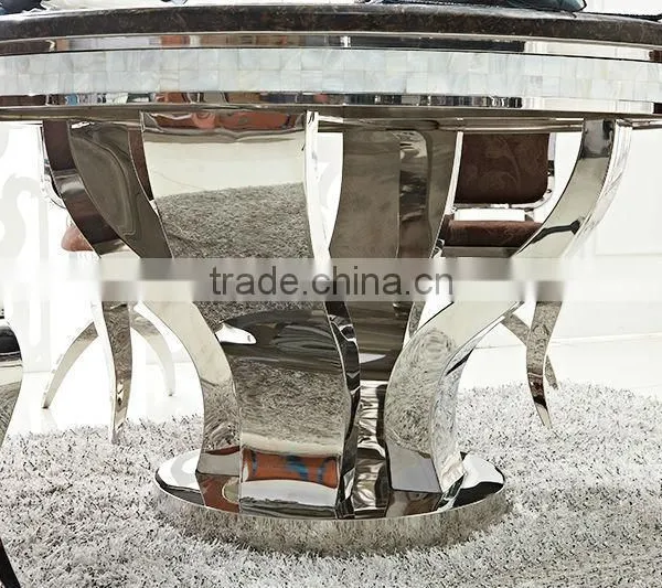 Hot Design Modern Stainless Steel Hotel Table With Marble Hotel Console Table Set photo-3