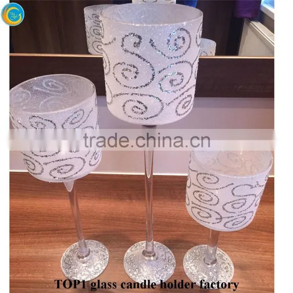 Clear Glass Long Stemmed Hurricane Candle Holder for Wedding photo-2