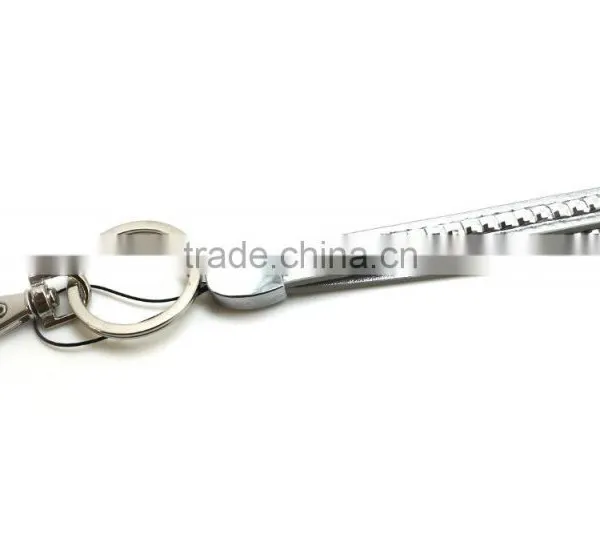 Silver Promotion Gift PU Leather Lanyard With Crystal Gem, Swivel Snap Hooks, Key Ring Accembly, Hot Sale Acrylic Gem Key Chain photo-2