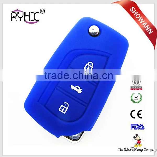 3 Buttons Folding Car Key Case Silicone Flip Car Key Cover for Toyota Corolla Crown RAV4 photo-5