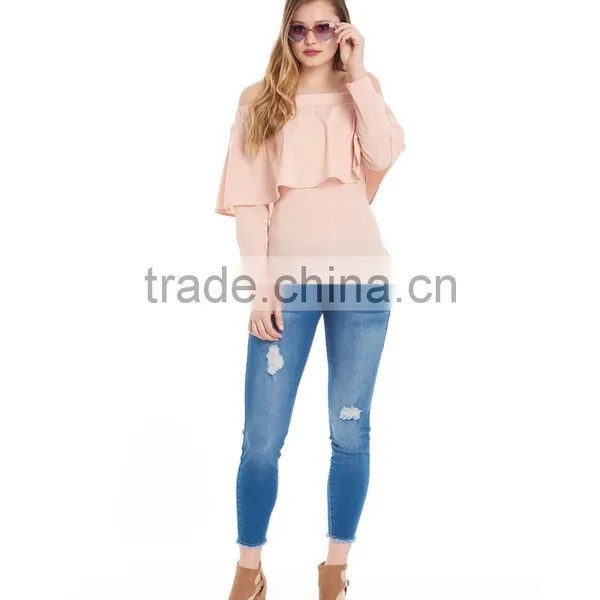 Chiffon Blouse Women Sexy Saree Blous Fashion Cheap Wholesale Custom Off the Shoulder Tops photo-4