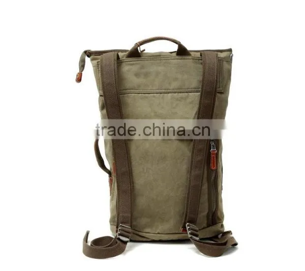Unisex Vintage Casual Cotton Canvas Leather Backpack Rucksack Hand Bag Bookbag ,Lagtop Bag,Travel Bag,Day Bag, Computer Bag For photo-3
