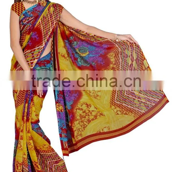 Printed Saree in Four Color With Blouse photo-4