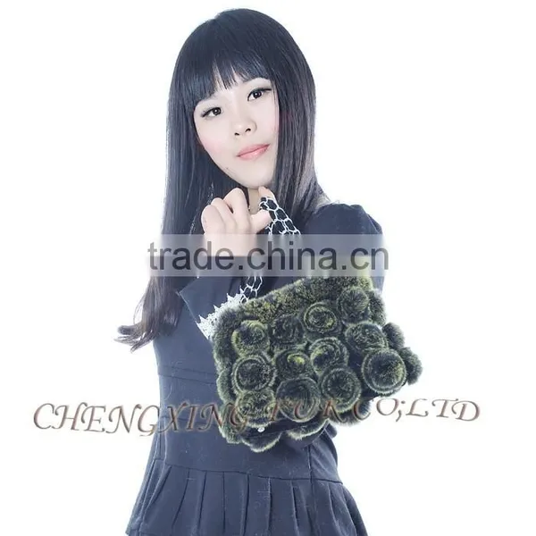 CX-H-13B Fashion Cheap Genuine Rex Rabbit Fur Beautiful Woman Hand Bag photo-2