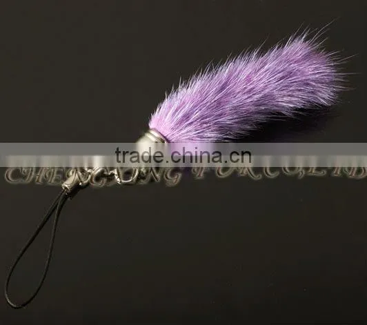 CX-P-19 Wholesale Genuine Mink Fur Keychain Mobile Phone Chain/ Pendant/ Strap photo-3