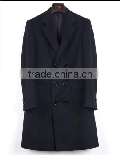Fashion Design Wool Fabric Double-Breasted Men Coat photo-3