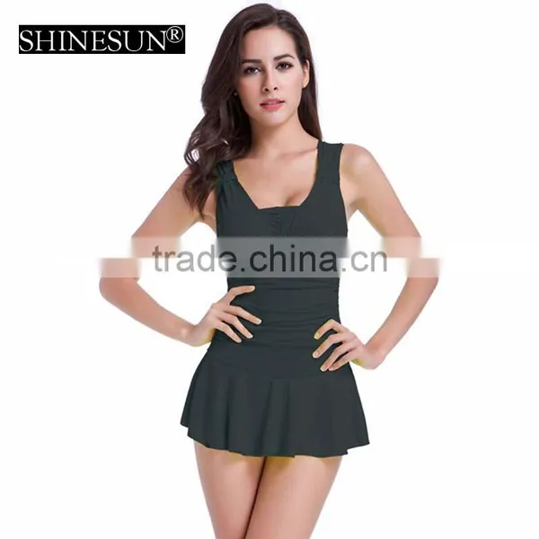4 Colors Skirt Type Swimwear Thin Waist Collection Spa Girl Swimming Suit Sexy Conservative Swimsuit photo-3