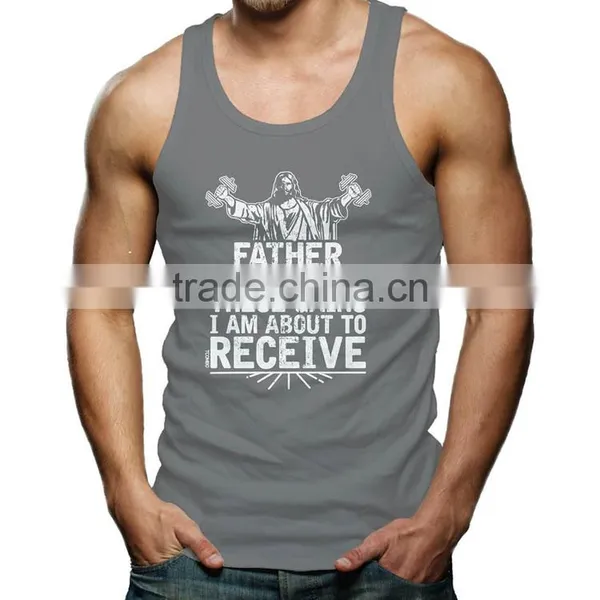 Custom Silk Screen Printing Wholesale Bodybuilding Stringer 100 Cotton Tank Top photo-4