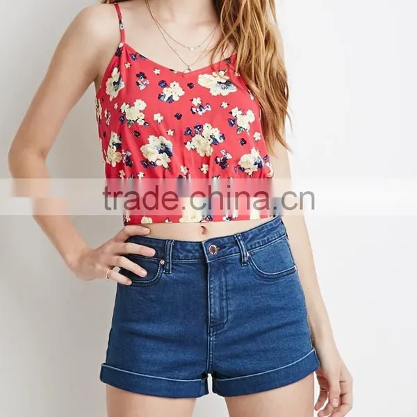 Sultry Summer Floral Slit-Back Cami From China Manufacturer Clothes Women Summer 2015 Blouse