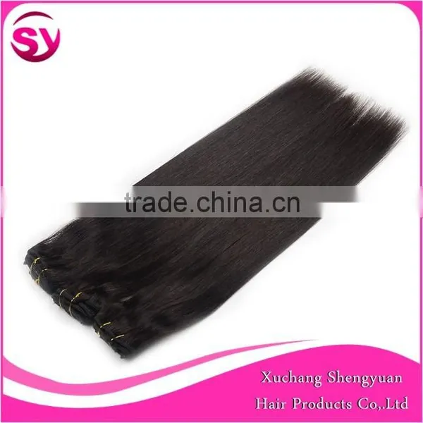 Wholesale European Market Cheap Hair Extensions Clip In Full Head, 100% Human Brazilian Virgin Hair Natural Color photo-2