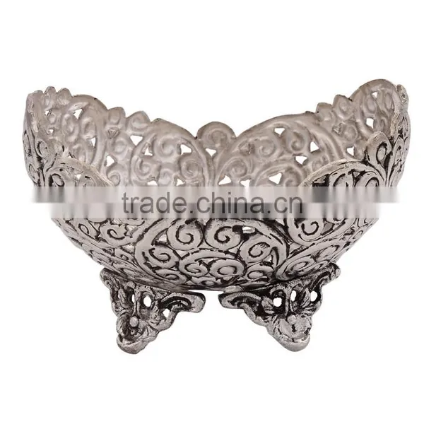 White Metal Fruit Bowl , DECORATIVE FRUIT BOWL