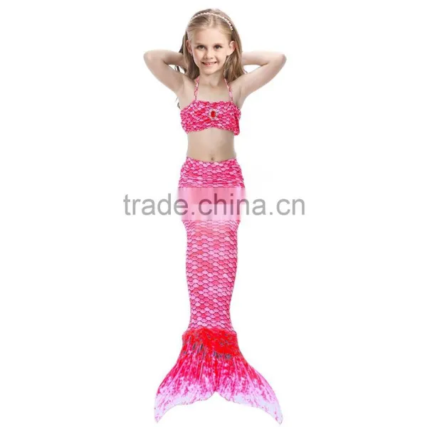 Kids Bikini + Shorts + Mermaid Tail With Pink Monofin for Swimming photo-4