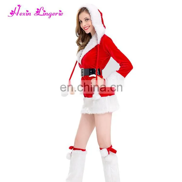 Best Sale Velvet Flirty Santa Claus Contain Waist Sock Shoes Christmas Dress photo-2