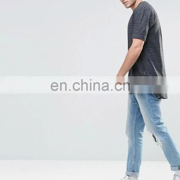 Men Polyester Sublimation Print Long Line t Shirts With Side Pocket photo-4