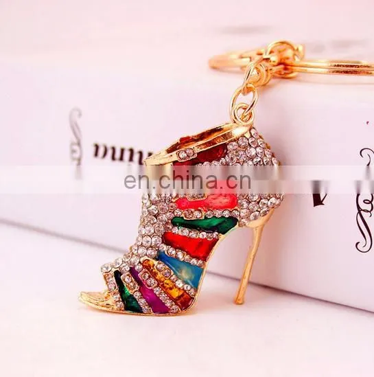 Bag Charms Accessory High Heel Shoe Rhinestone Keychain photo-2