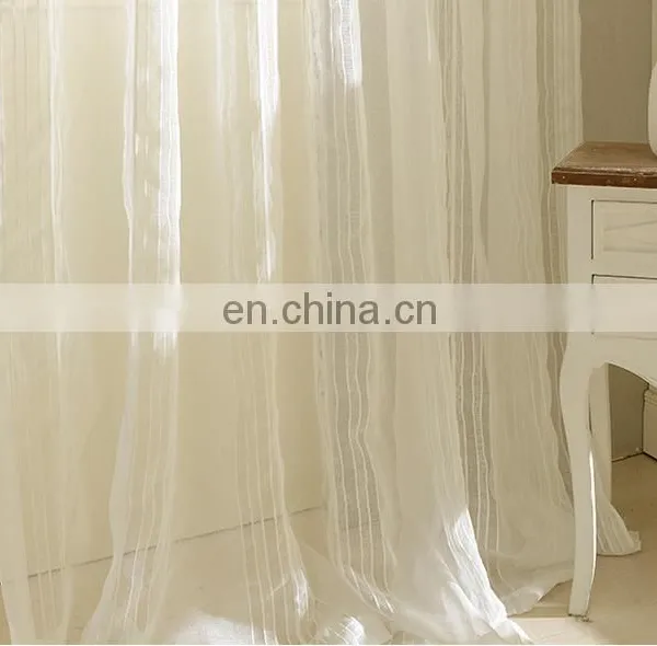 280cm Wrap Stitch Pattering Flax Window Curtain, White and Polyester.Customizable. photo-2