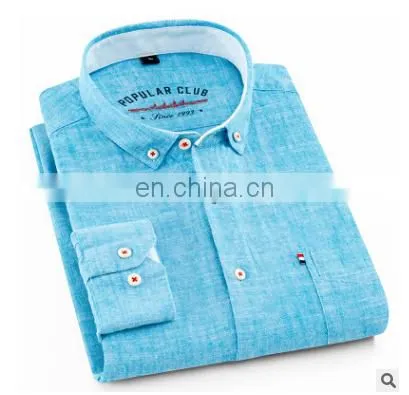 Wholesale Mens Long Sleeve Plus Size Heather Colors Linen Casual Shirts photo-6