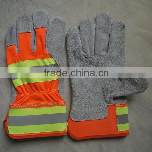 10.5"AB Grade Cow Split Leather Working Gloves, Reflective Leather Safety Gloves, Larbor Gloves, Garden Gloves photo-2