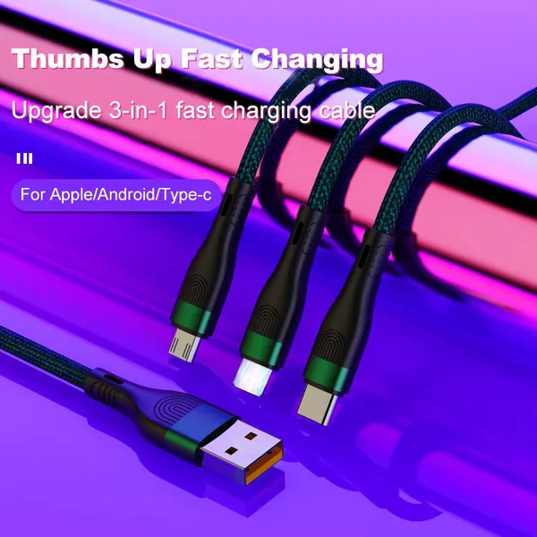 1.2m 6A Fast Charging USB 6a and 66W is Fully Compatible With Fast Charging Type-c Three-in-one Charging Cable photo-5