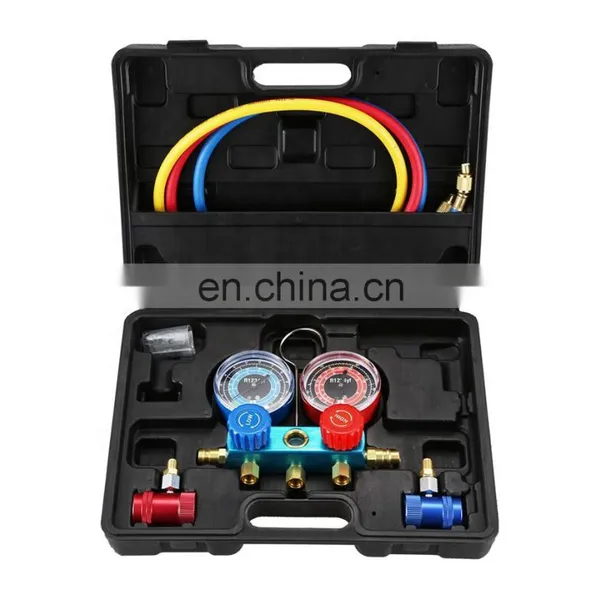 Conjunto de manómetros de colector de aluminio CT-536ALB para sistema de refrigeración HVAC, aire acondicionado automático, carga de AC R134A, R502, R410A, R404 colector photo-5