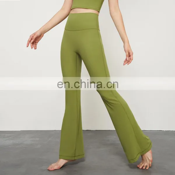 Free Size Butter Soft Flared Wide Leg Sport Fitness Yoga Leggings High Waist Custom Logo Workout Active Gym Wear Pants For Women photo-5