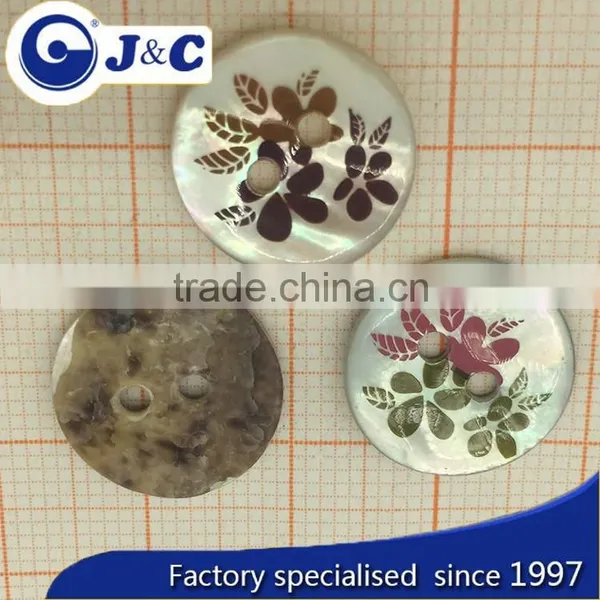 Custom Carving Natural Japanese Agoya Shell Button With Printing Flower photo-2