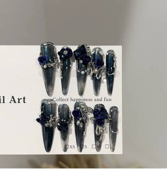 Wholesale Price Customized False Nail Dark Gothic Light Luxury for Special Occasions