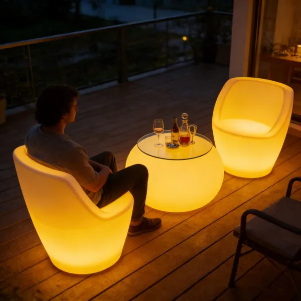 Luminous Outdoor Table and Chair Set 16 Variable Colors IP65 Waterproof for Bar Hotel Outdoor Events photo-2