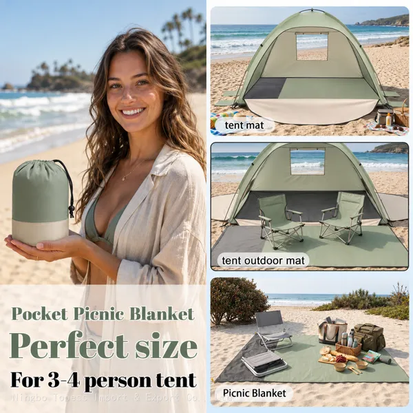 Beach Tent for 1/2/3/4/5/6 Person,Anti-UV Portable Sun Shade ShelterUPF 50+,Both Sides Extendable Floor,Extendable