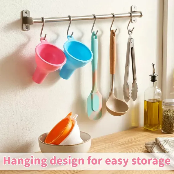 Food Grade Wide Mouth Silicone Funnel Big Canning Kitchen Funnels for Liquid Powder Oil Milk Bean Filling Transfer Wide-Opening photo-5