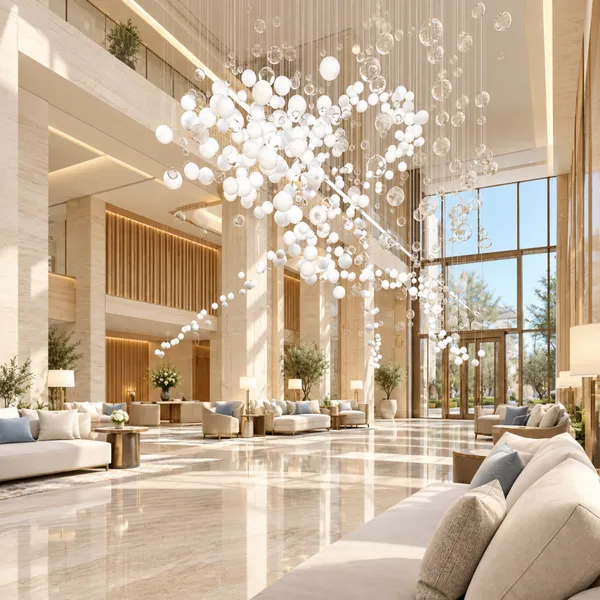 Large Glass Sphere Cascade Chandelier for Hotel Lobby