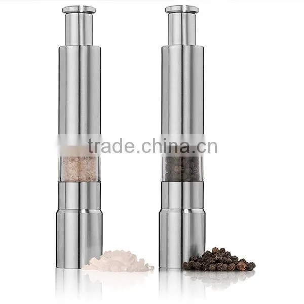 Stainless Steel Salt and Pepper Mills Sleek Mini Set of 2
