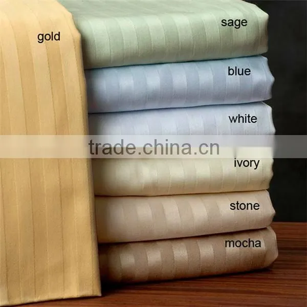 Hotel Bedding Set Solid or White Color 100% Cotton Stripe Fabric photo-3