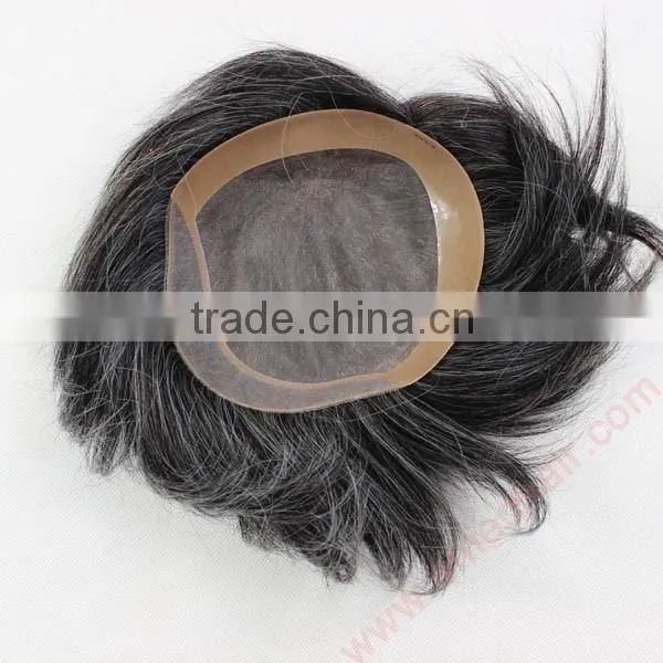 Natural Looking 100% Human Hair Mesh Men's Toupee photo-4