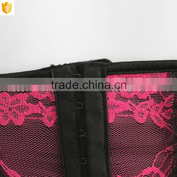 2016 Fashion Woman Corset,pink Sexy Lace Satin Corset Shaper photo-5