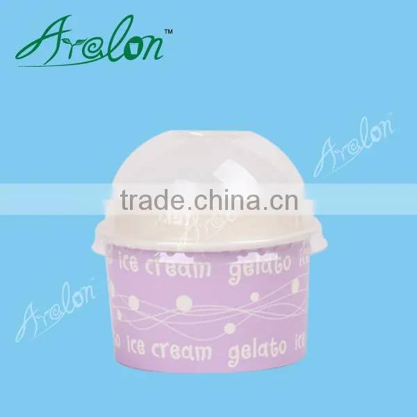 Frozen Ice Cream Paper Cups With Dome Lids