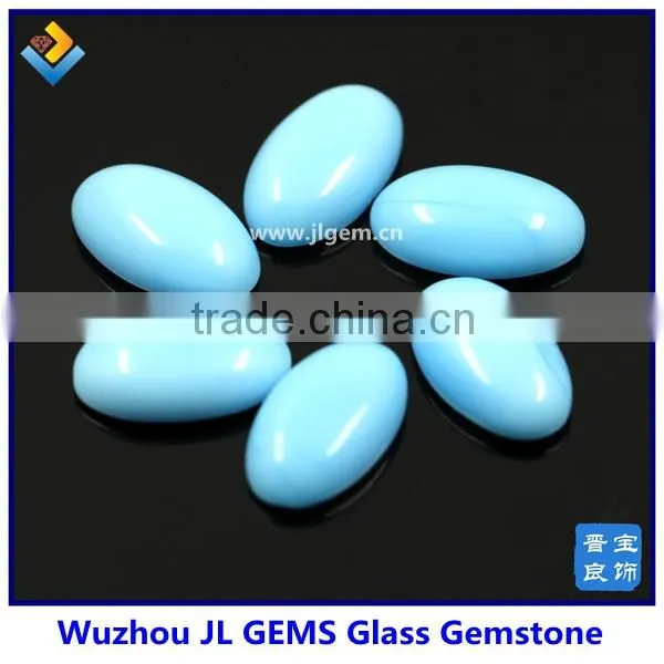 Oval Cabochon Stone With Milky Blue Glass Gemstone for Making Necklace and Bracelet photo-3