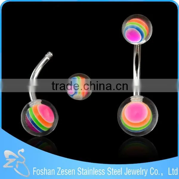 BR01894 Factory Wholesale OEM Nickel Free Resin Ball Custom Belly Button Rings photo-3