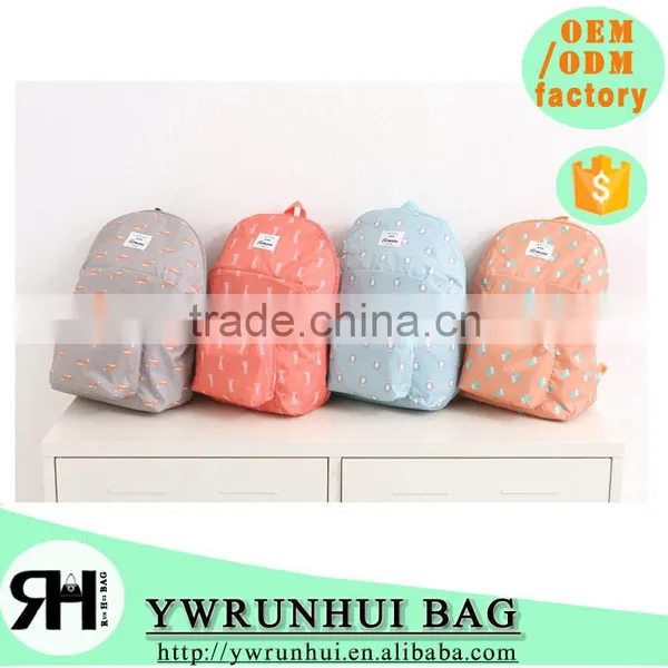 China Factory OEM Cute Animal Pattern Design Folding Fashion Waterproof Travel Backpack