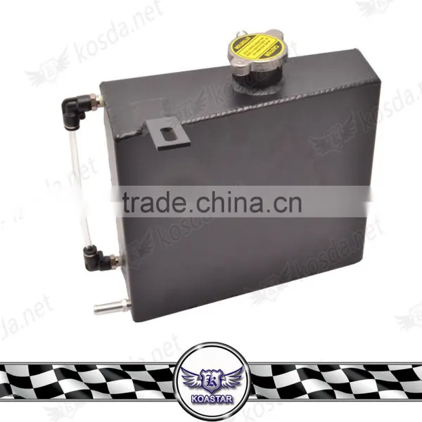 Universal 2JZ Polished Aluminum Black Radiator Coolant Overflow Tank Reservoir Kit photo-2