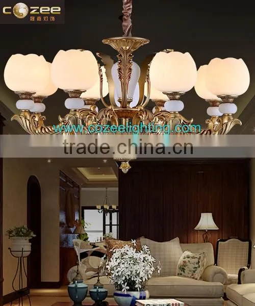 Best Selling Spain / Spanish Style Modern Jade Crystal Chandelier Pendant Light Hanging Lamp Restaurant Lighting CZ5026/8