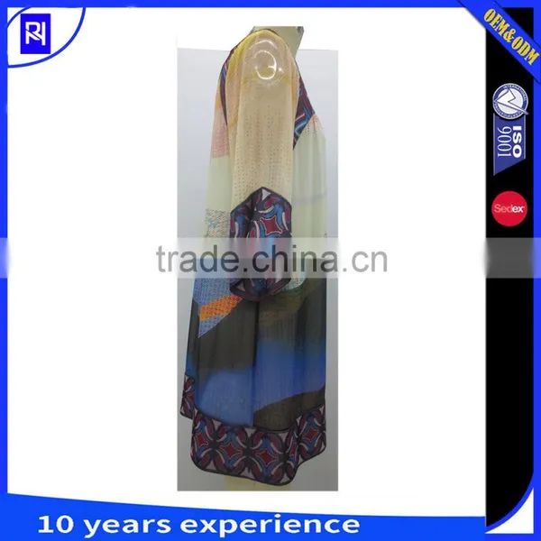 100% Silk Chiffon Digital Print Combo Casual Straight Dress Women Long Sleeve Elegant Graceful photo-3