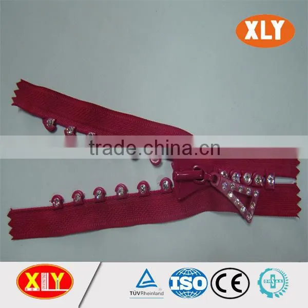 China XLY Zipper #5 Close End Pink Color Rhinestone Zipper photo-5