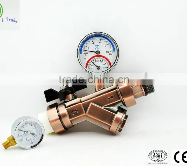 Brass Manifold With Digital Gauge and Ball Valve for Underfloor Heating System photo-2