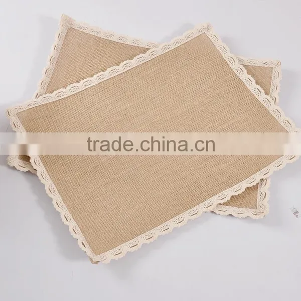 Square Crochet Coasters With Lace Trims,hot Burlap Fabric Crochet Doilies photo-6