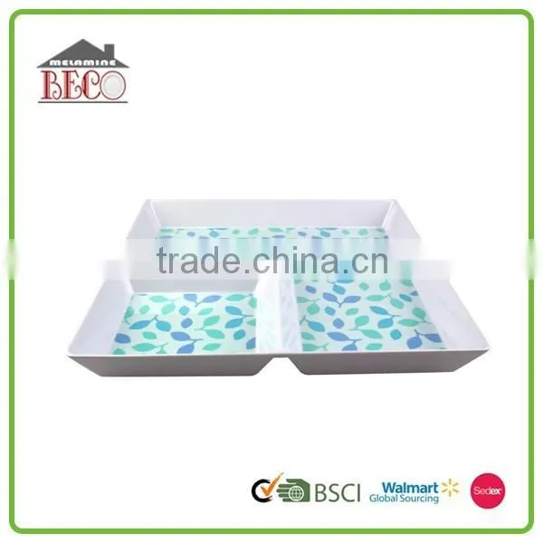 Affordable Blue Leaves Colored Plastic Dinnerware Sets photo-2