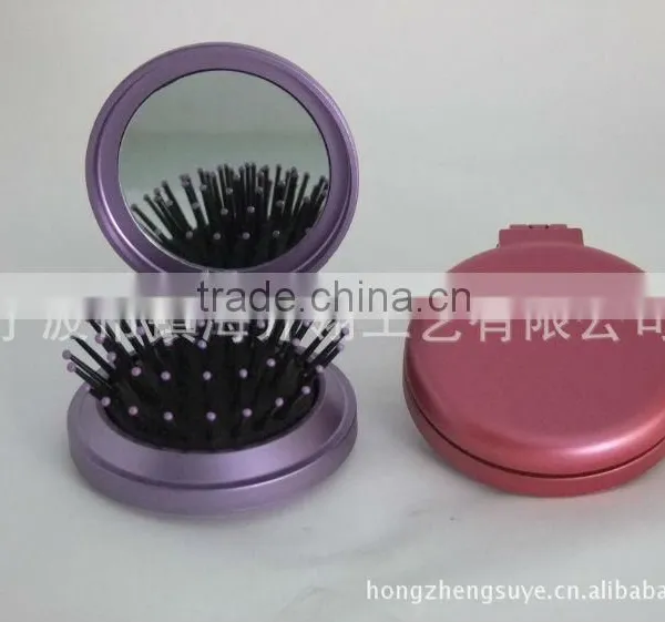 Colorful Round Foldable Hair Brush With Mirror photo-2