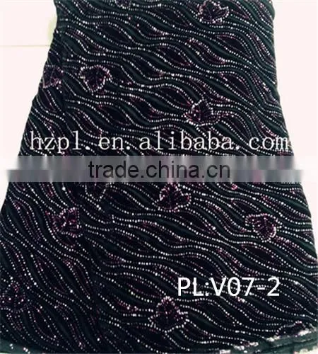 AFRICAN VELVET LACE FABRIC BEST SALE FASHION DESIGN(PL:V07-2)