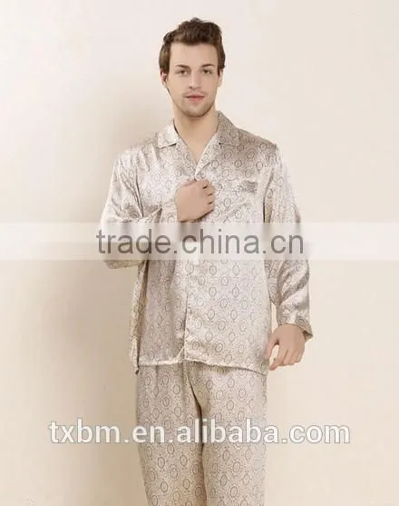 2016 Luxury Soft Natural 100% Silk Men Pajama Sleepwear Suit photo-5