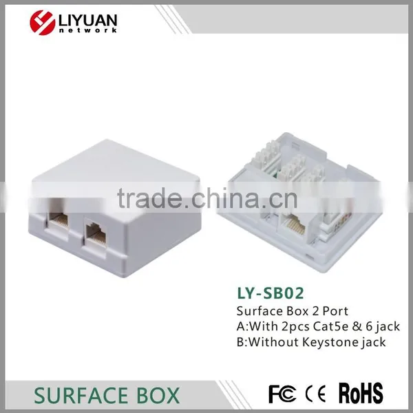 LY-SB02 Surface Box 2 Port A:With 2pcs B:Without Keystone Jack Cat5e & 6 Jack